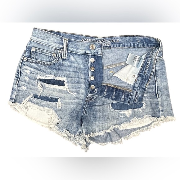AEO American Eagle Vintage Hi-Rise Festival Distressed Shorts Size 4 - Picture 3 of 6